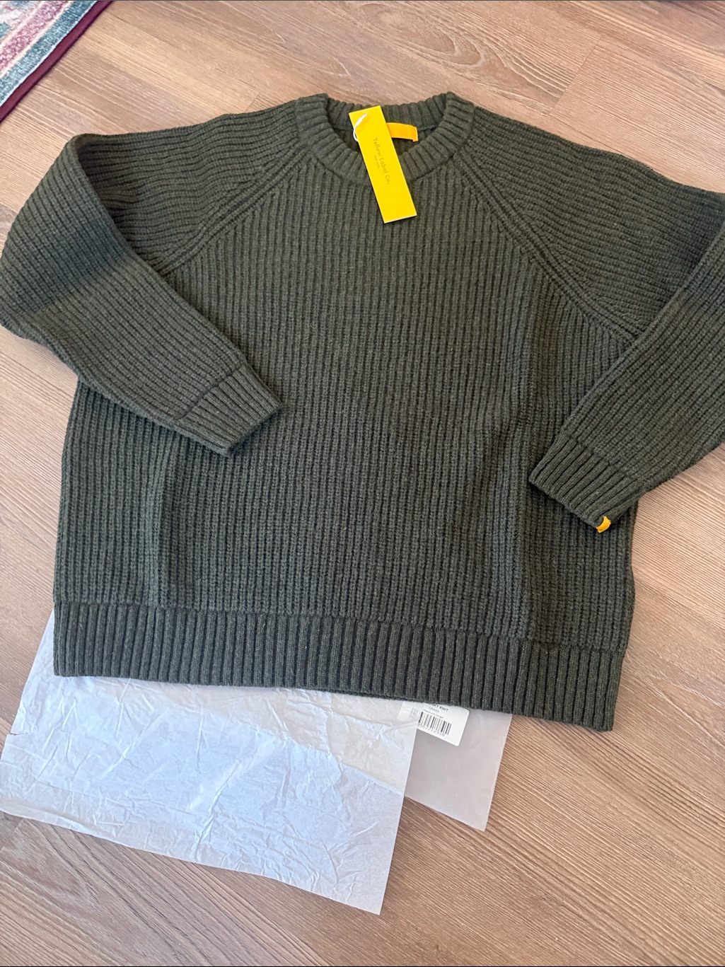 Nwt Yellow Label Co Wool Le Chunky Knit Sweater In Grass Green Size M/L